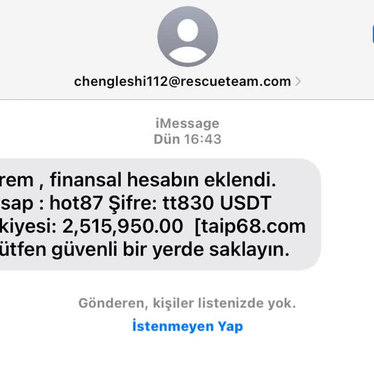 iPhone Tanınmadık Bir Kullanıcı SMS Mesajı