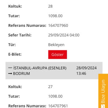 Pamukkale Turizm Koltuk Numaraları İle İlgili Yanlış