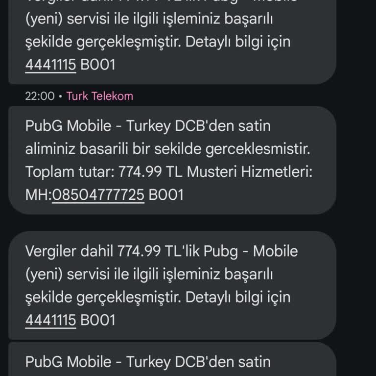 PUBG (Pubgmobile.com) Faturalı Hattımızdan O Ara Çekildi Yardımcı Olan Kimse Yok