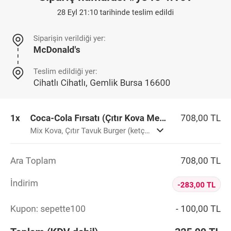 Yemek Sepeti Ve McDonald's