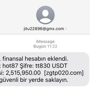 Zgtp20.com İMessage Bilinmeyen Finansal Hesap Apple