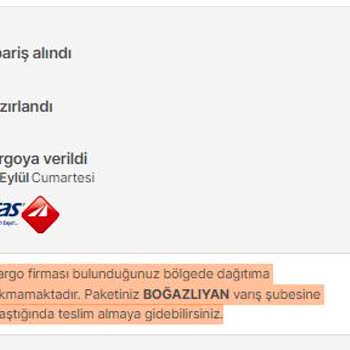 Hepsiburada Siparişimi Kayseri Yerine Yozgat'a Gönderip Yozgat'dan Almamı İstiyor.