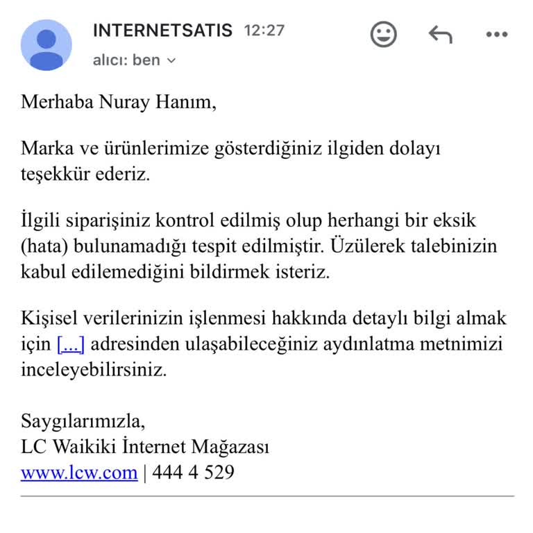 LCW Markası Kargoda Eksik Çıkan Ürünü Kabul Etmiyor