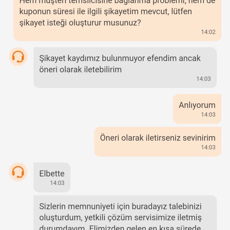 Trendyol Müşteri Temsilcisi Ve Kupon Süresi Sorunları