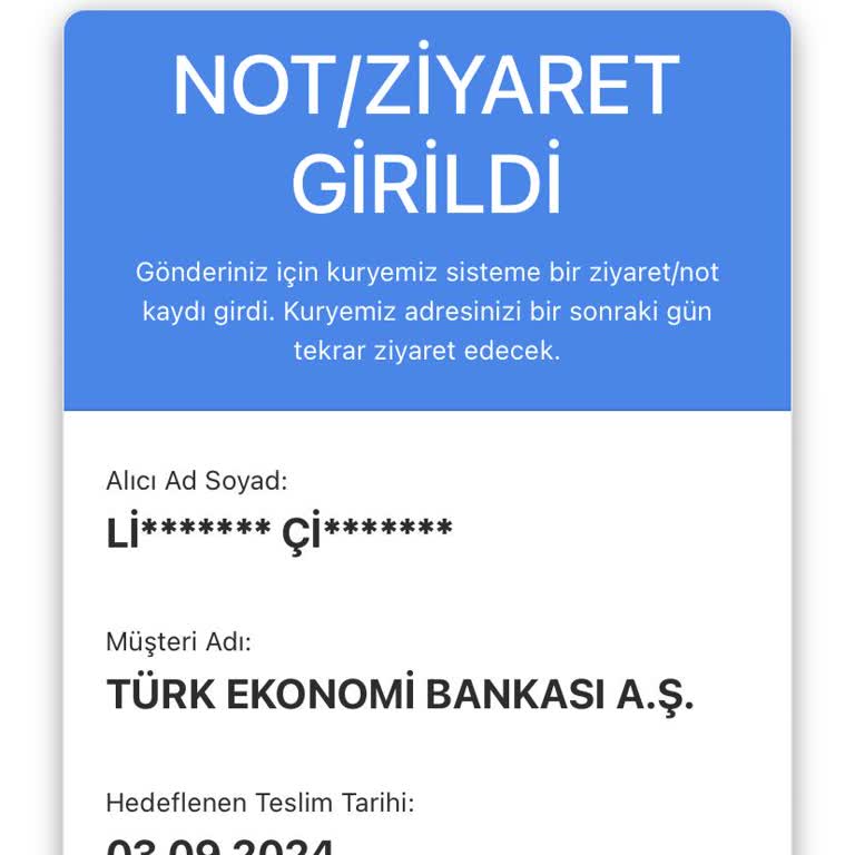 TEB Kart Teslim Edilmemesi