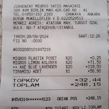 Migros 1000 Ml. Kolonya Eksik Ağarlıkta!