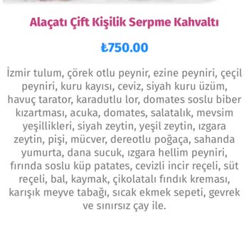 Alaçatı Muhallebicisi Menü Gelmedi. Söylediğimiz Ürünler Tamamen Eksik.