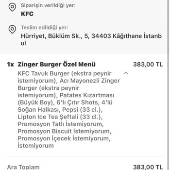 KFC Eksik Sipariş Ve Ulaşım Sorunu