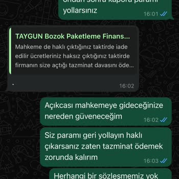 Saldos Paketleme Kapora İadesi İstiyorum