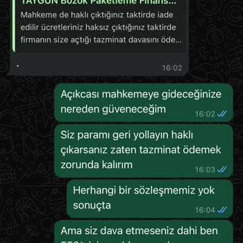 Saldos Paketleme Kapora İadesi İstiyorum