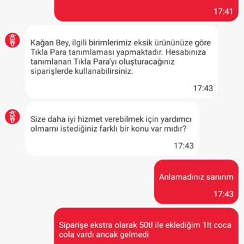 Tıkla Gelsin Ücret İadesi Eksik Yapıldı
