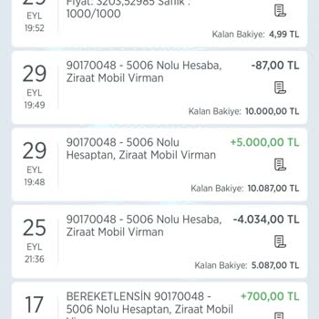 Ziraat Bankası Ziraat Mobil Kesinti