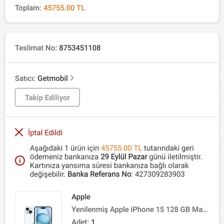 Getmobil Kampanyalı Ürünün Satışını İptal Etti.