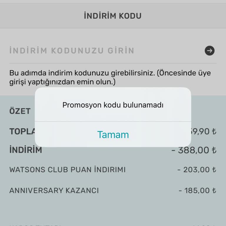 Watsons İndirim Kuponu Hatalı!