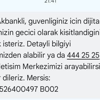 Akbank Kısıtlama Çözüm Yok Müşteri Temsilcisine Bağlanılmıyor.
