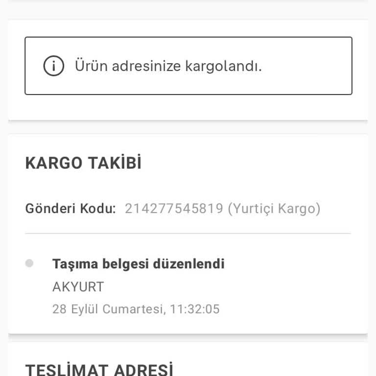 Yurtiçi Kargo Adres Değişikliği Talebi