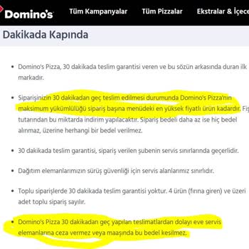 Domino's Sipariş Gecikmesi Ve Yanıltıcı Taahhüt