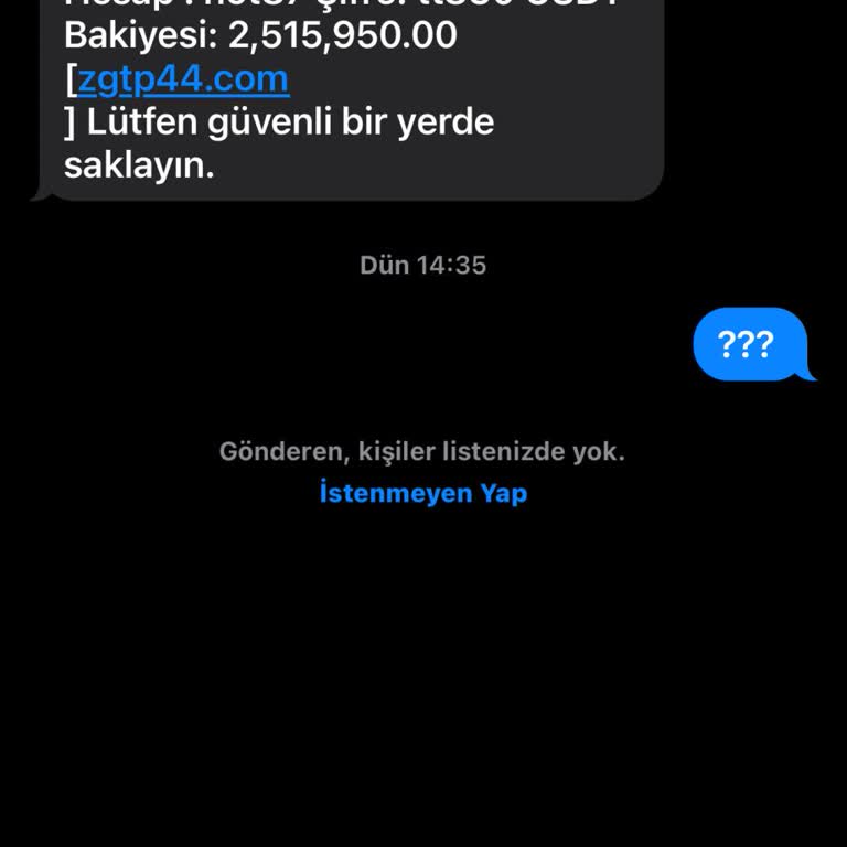 Bilinmeyen Finansal Hesap Mesajı ve Gizlilik Endişesi