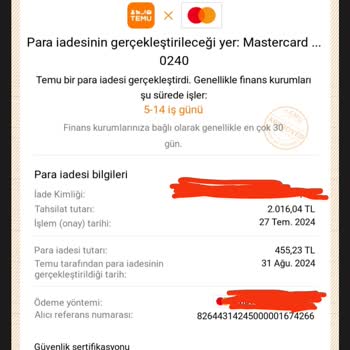 Temu Para İadesi Sorunu Ve Tosla'nın Cevapsız Bırakması