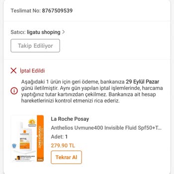 Trendyol'da Aynı Gün İçinde Yapılan Sipariş İptalinin İade Ücreti