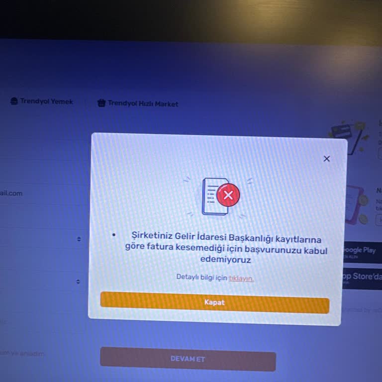 Trendyol Şahıs Şirket Hatası