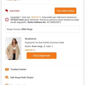 Stradivarius Ürün Teslim Edilmemesi ( MNG Kargo & Trendyol Express )