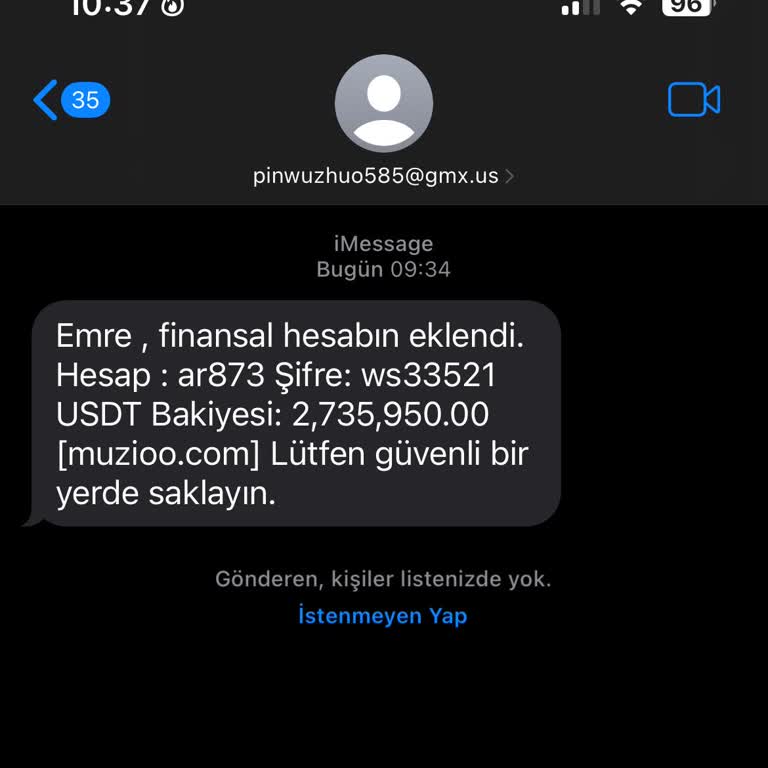 Finansal Hesabın Eklendi Mesajı!