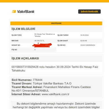 VakıfBank Ek Hesap Faiz Oranı Hatası