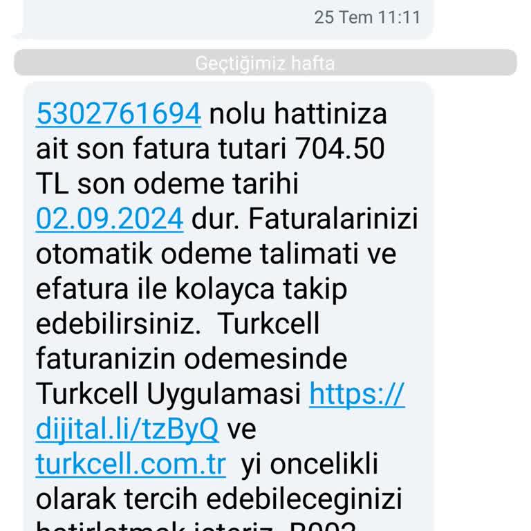 Yanlış Numara Üzerinden Gelen Fatura Mesajları