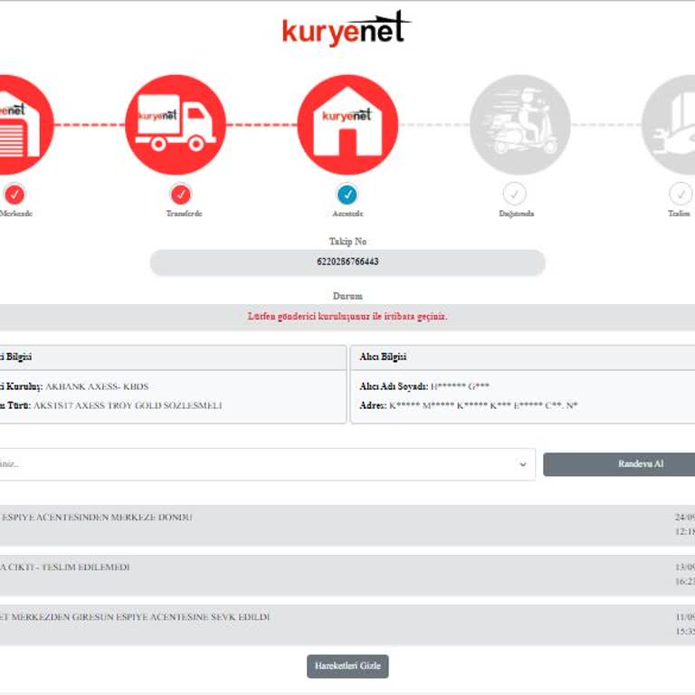 Espiye Kuryenet Kargo Ulaşmıyor