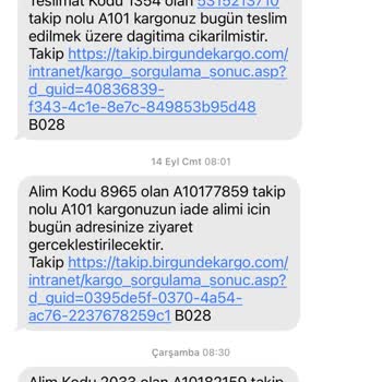 Bir Günde Kargo A101 İademi Almaya Gelmiyor