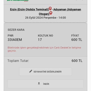 Obilet Firmadan Ve Erzin Çalışanından Şikayetçiyim Param İade Edilsin