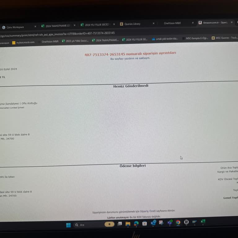 Amazondan Gelmeyen Sipariş