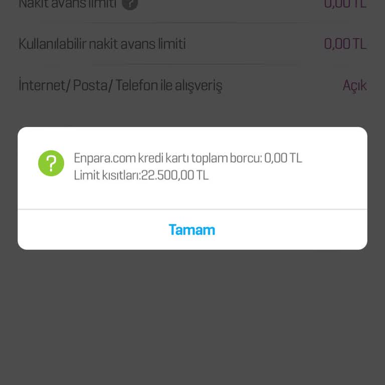 Enpara Kredi Kartı Kısıtlaması