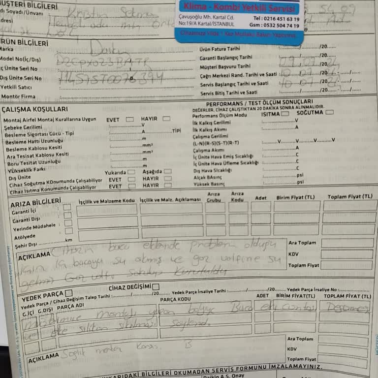 Daikin Kombi Teknik Servis Sorunu