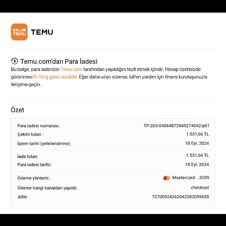 Garanti Bankası İade Tutarı