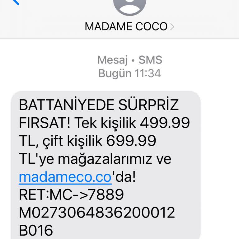 Madame Coco Kısa Mesajları Engellenemiyor.