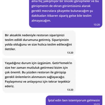 GetirYemek Siparişi Getirmiyor Üzerine Müşterisini Mağdur Ediyor