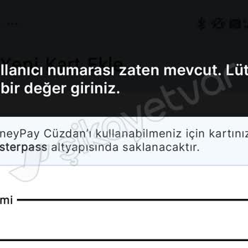 Masterpass Bu Kullanıcı Adı Mevcut Hatası