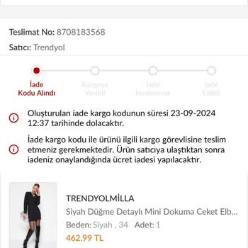 Trendyolmilla Siparişimin 21 Gündür Teslim Edilmemesi