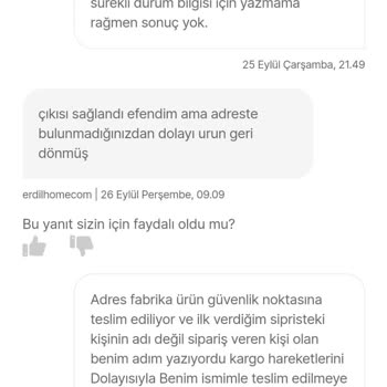 Erdil Home 220296603 Numaralı Hepsiburada Erdilhomecom Siparişi Hk.
