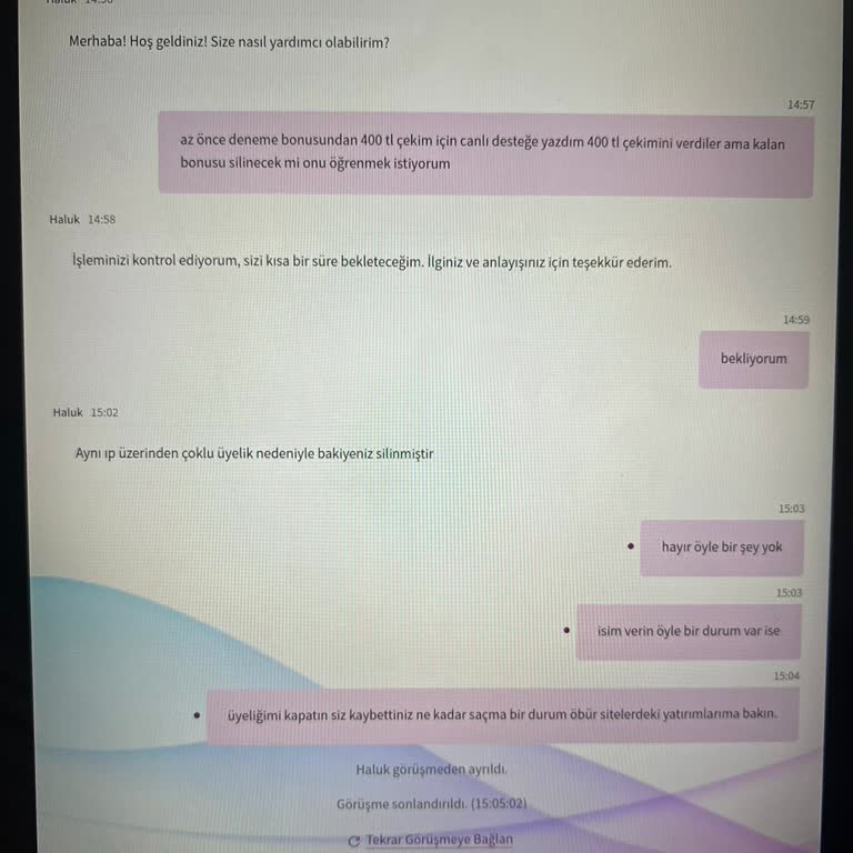 Onwin Bahis Canlı Destek Memnuniyetsizliği