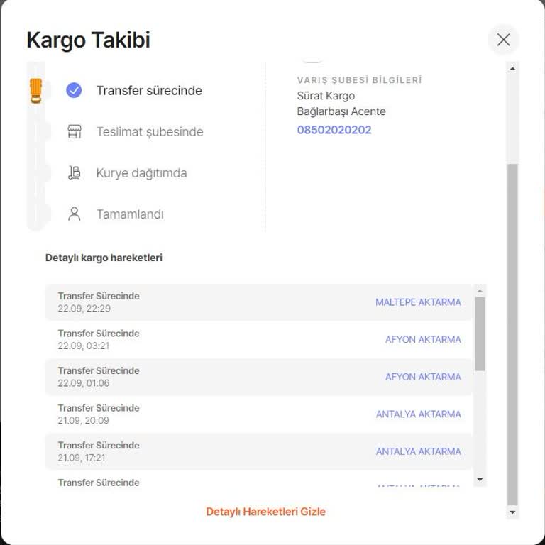 Ürünüm Sürat Kargo Maltepe Aktarmada Takıldı Kaldı