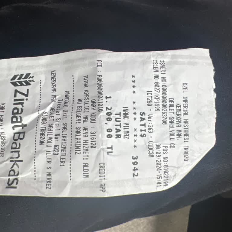 Trabzon Özel İmperial Hastanesi Özel Sigortalı Fakat Ücretli Ultrason