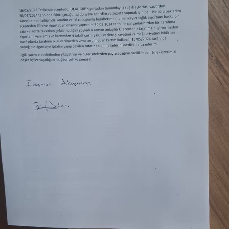 Allianz Sigorta İzinsiz Adıma Poliçe Yapılmış Ve Kartımdan Para Çekilmiş