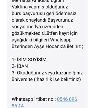 Burs Vaadiyle Dolandırıcılık Anadolu Eğitim Vakfı