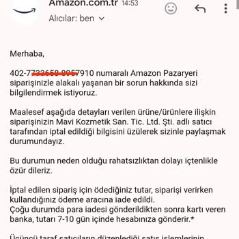 Mavi Kozmetikten Güvenilmeyen Satıcı