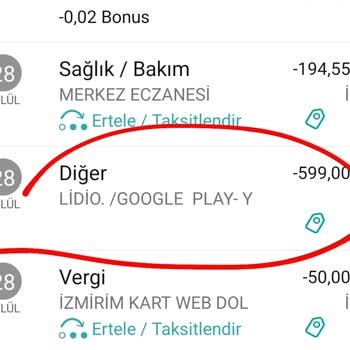 Garanti Bonus Kredi Kartı- Lidio./ Google Play Para Çekmiş