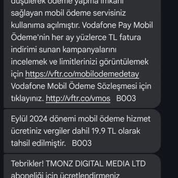Vodafone Pay İzinsiz Abonelik Yapılmış
