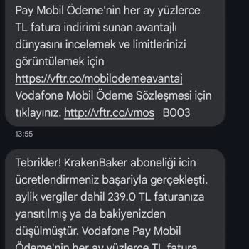 Vodafone Pay İzinsiz Abonelik Yapılmış